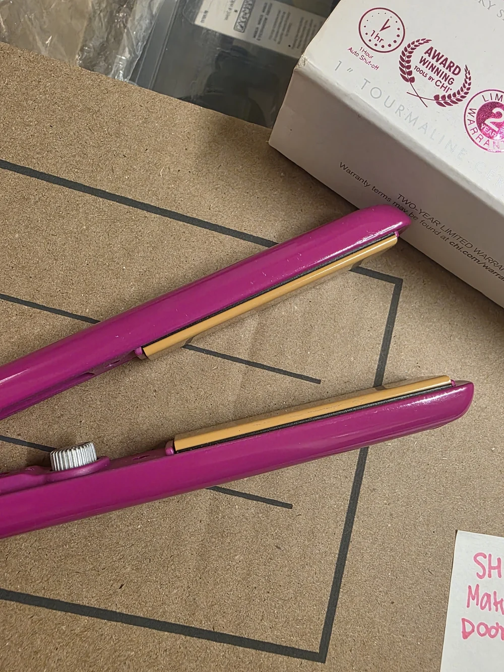 Ulta Beauty Ceramic Travel Flat Iron in Bright Pink with Gold Plates